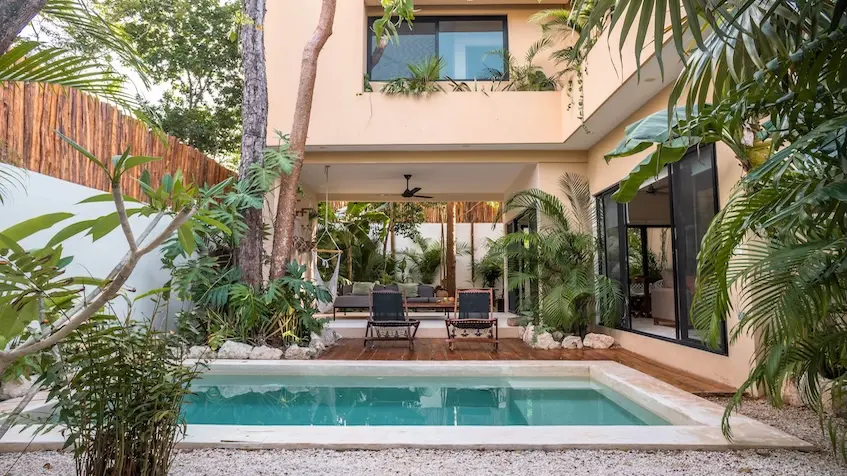 Rear View with Pool in Villa Aguamarina Tulum
