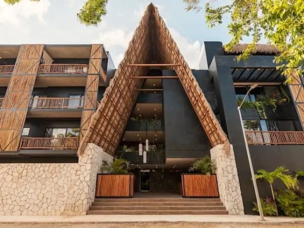 Front facade Hoja Santa Tulum | Condos for Sale