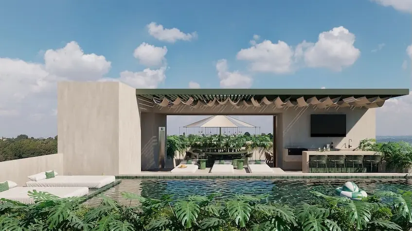 A rooftop with pool at Encanto de Playa del Carmen