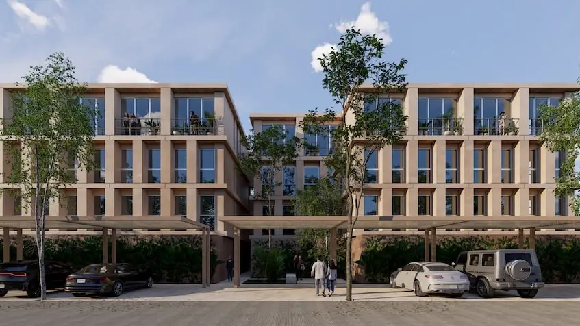 Front facade Covalia Merida | Condos for Sale in Temozon Norte
