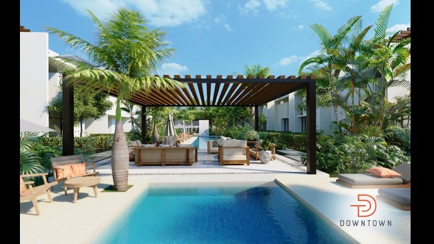 Dos albercas y área lounge en Downtown en Tulum