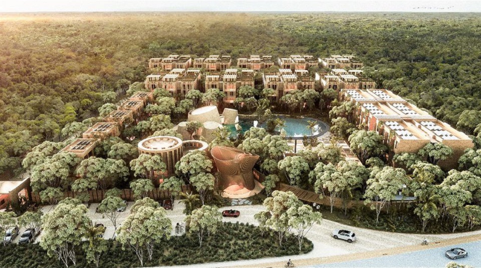 Área residencial rodeada de selva en Aflora Tulum