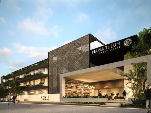 Main entrance and couple walking in Maria Tulum by Anah