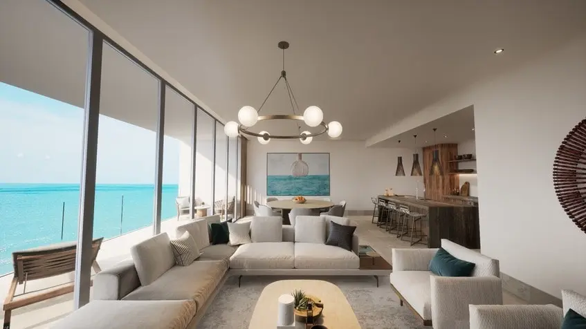 Sala vista al mar en Brhiza del Mar Puerto Morelos