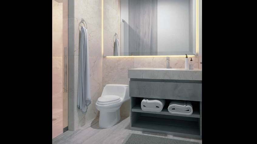 Baño con las toallas blancas en Distrito Morelos