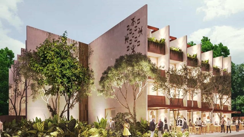Three-story building with commercial space in Bacab Tulum