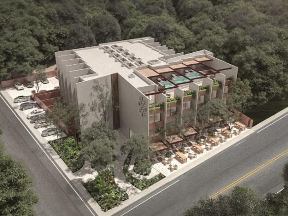 Corner view of the building at Bacab Tulum