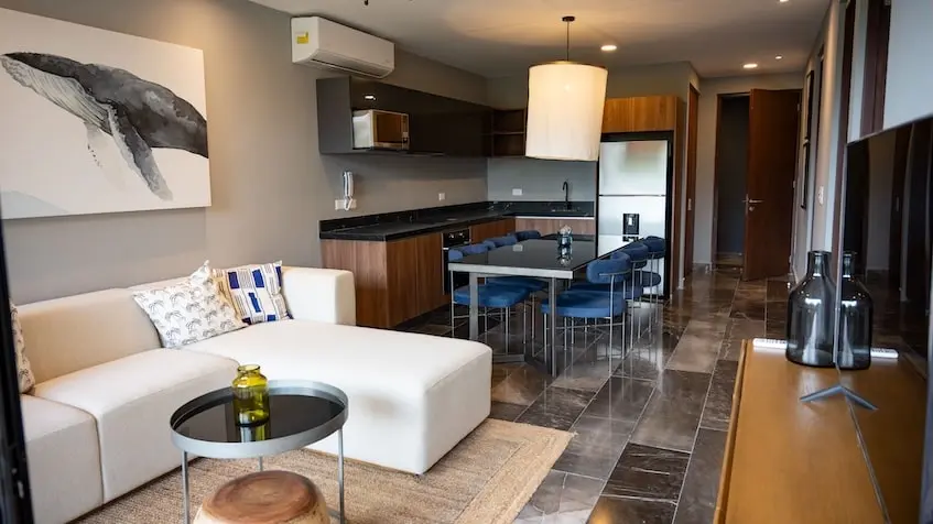 Kitchen with dining room in Paramar Black Tulum
