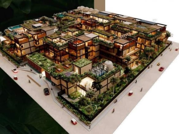 Plano arquitectónico de condominio residencial en Bloom Tulum