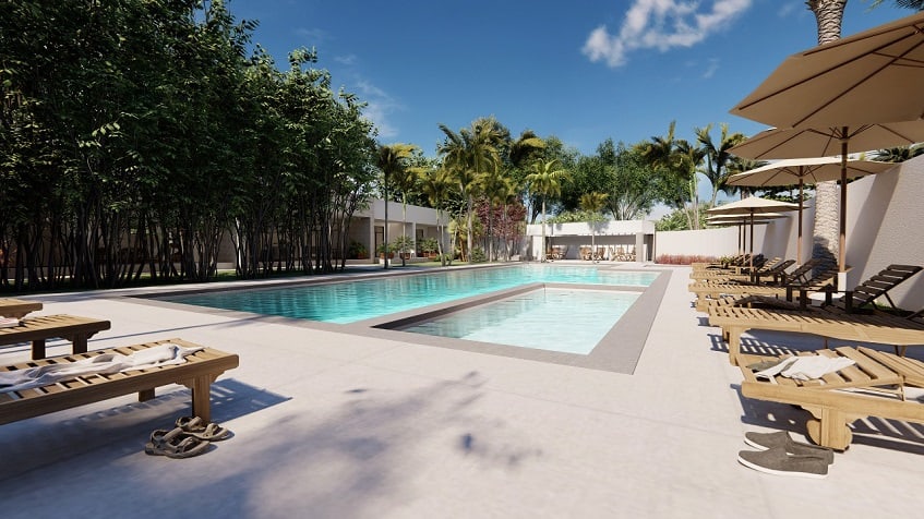 Swimming pool and solarium at Casa Reciento