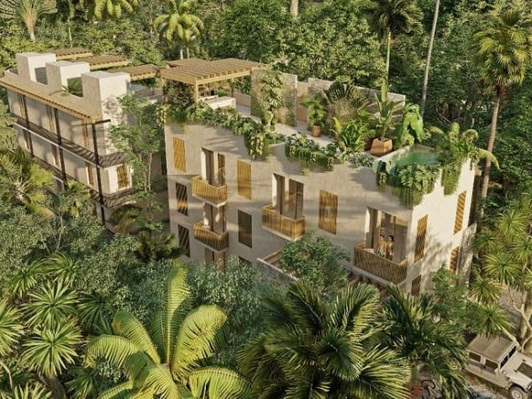 Residential buildings surrounded by jungle in Alab Ool Tulum