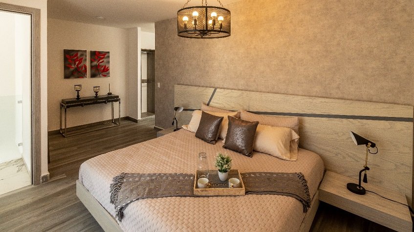 Bedroom with tray bed in Recinto House | Bali in Riviera Maya
