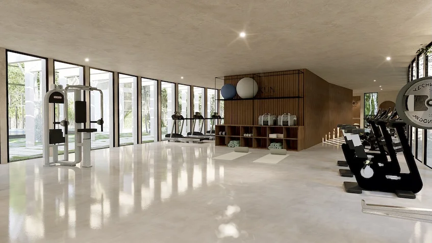 Area de gimnasio en Okun Living Cancun