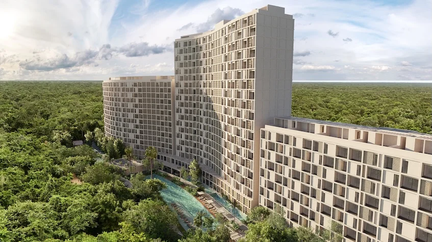 Fachada Edificio en Okun Living Cancun