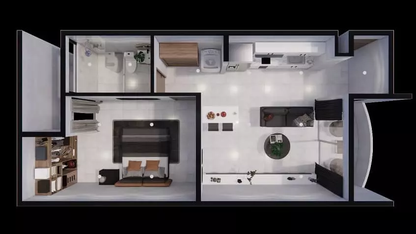 One Bedroom Floor Plan in South 307 Condominiums