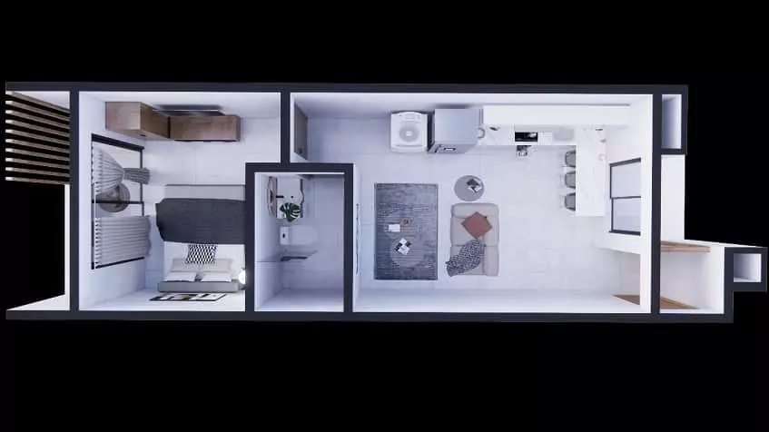 One Bedroom Floor Plan in South 307 Condominiums