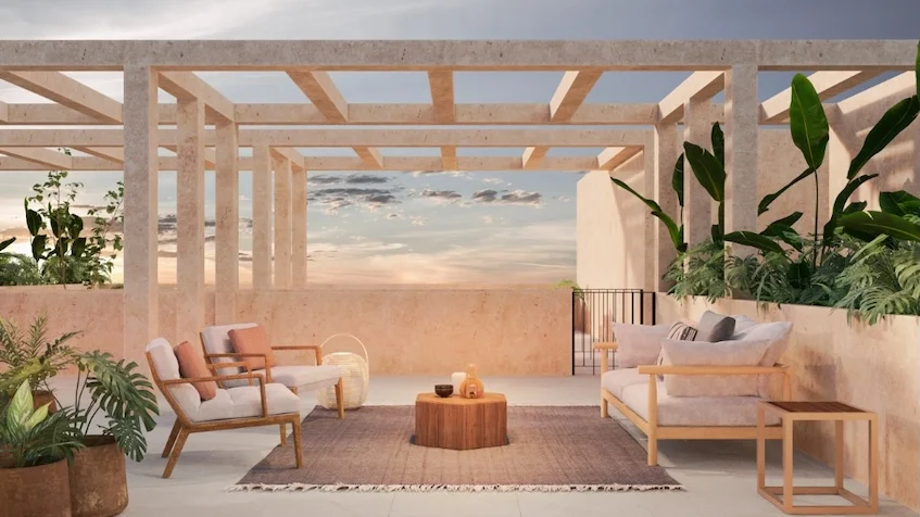 Rooftop atardecer en Okun Living Cancun