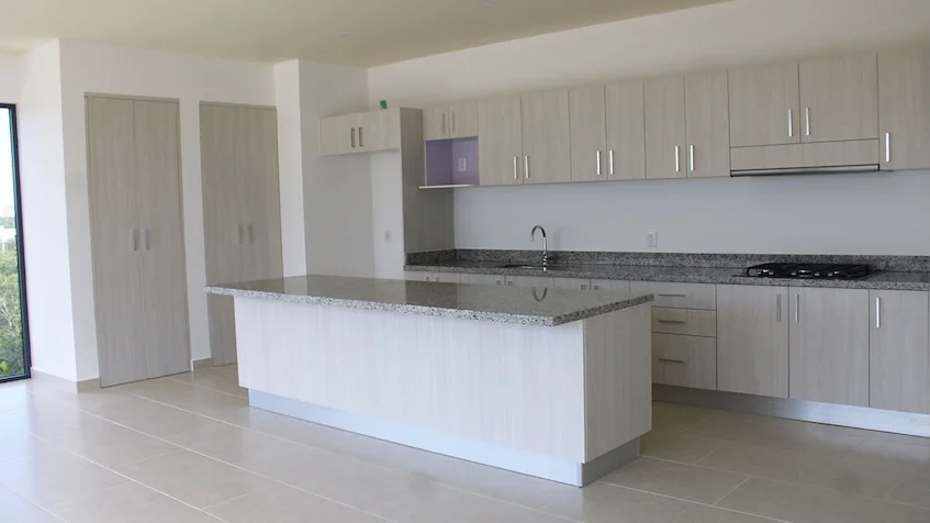 Vista de la cocina integral en Valle Aurora Cancun