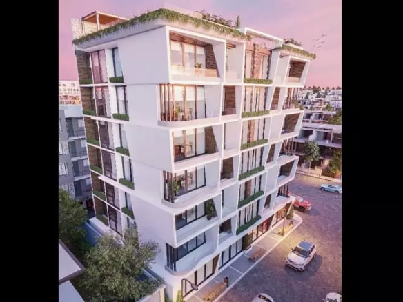 White residential building and street view at Ocean Life Playa del Carmen