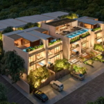 Edificio residencial en el jardín, piscinas en la azotea, área de estacionamiento en Nuup Tulum Región 8