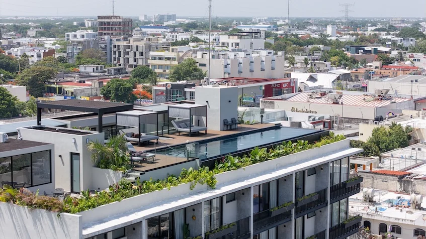 Fachada lateral en rooftop Nikki Ocean Playa del Carmen