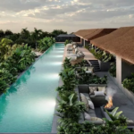 Rooftop pool and lounge, fire pit, jungle views at Brahma Tulum