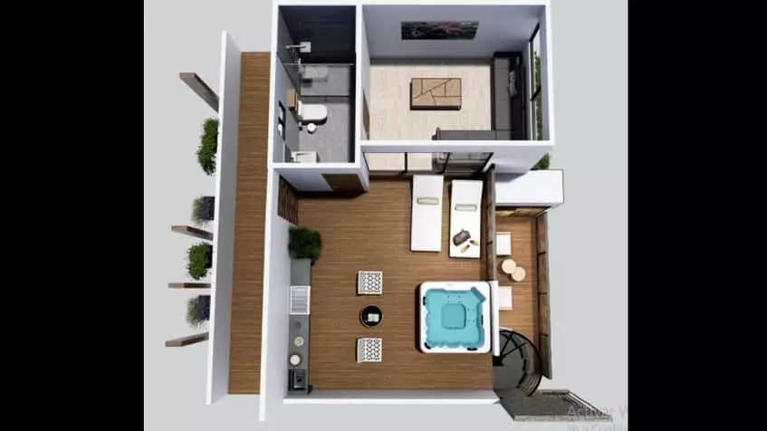 Plano arquitectonico de cuarto piso de departamento en Naia Naay Tulum