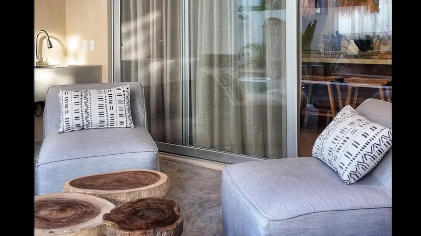 Sala de estar en Pura Selva Tulum