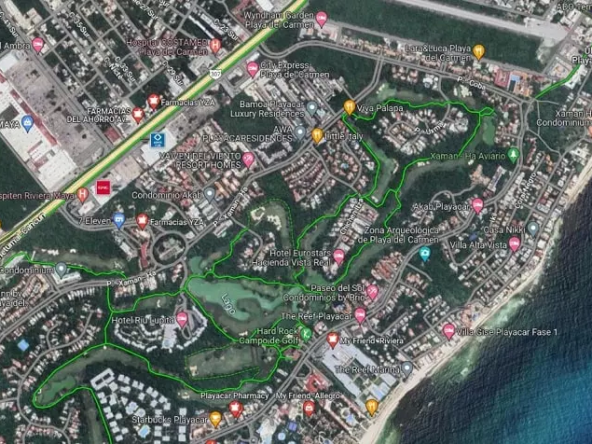 Vista aerea de un mapa de la ciudad en Vi-ha 36 Playacar