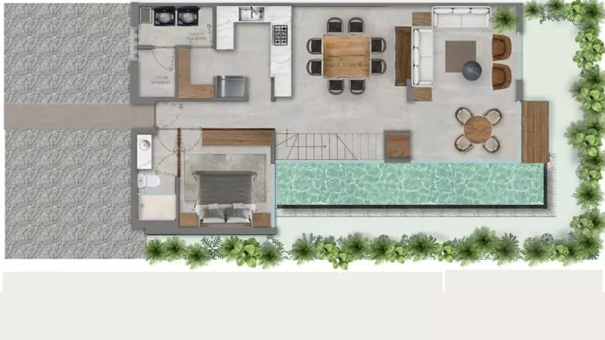 Plan architectural du rez-de-chaussée de la Villa Amore