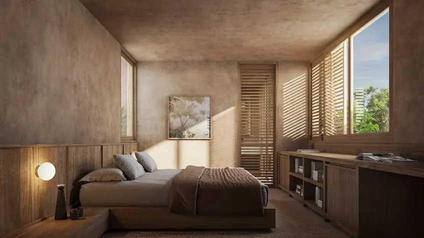 Master bedroom in Inku Residencial Tulum