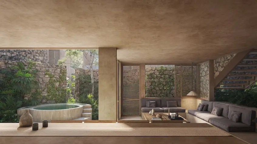 Terrace with swimming pool at Inku Residencial Tulum