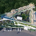Vue aérienne des appartements et des voitures garées à Coralia Tulum