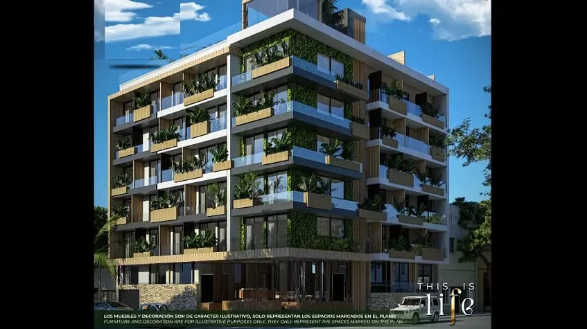 Fachada exterior de edificio en Menesse Life