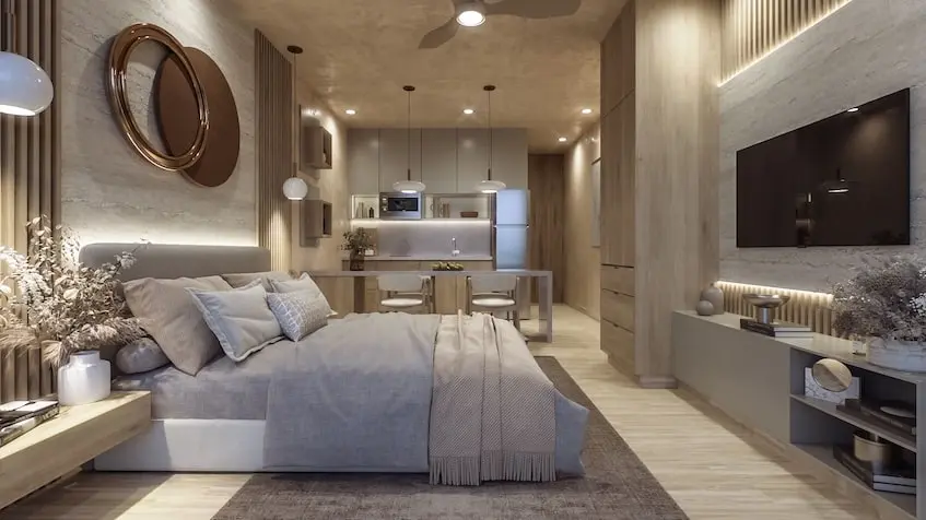 room-with-tv-belehu-luxury-home Living room with TV at Belehu Luxury Home Playa del Carmen