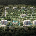 Aerial view of apartment buildings in Lomas Aurora, Playa del Carmen