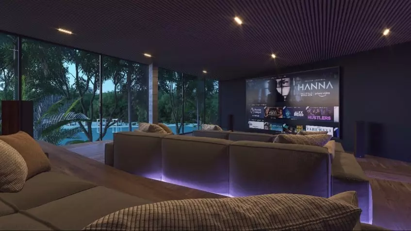 Una sala de cine con vista a la alberca en Le Parc Cancun