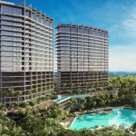 Facade of two apartment towers with ocean views in Le Parc Cancun