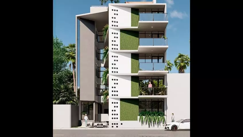 Una fachada de un edificio en Zenith Tower Playa del Carmen