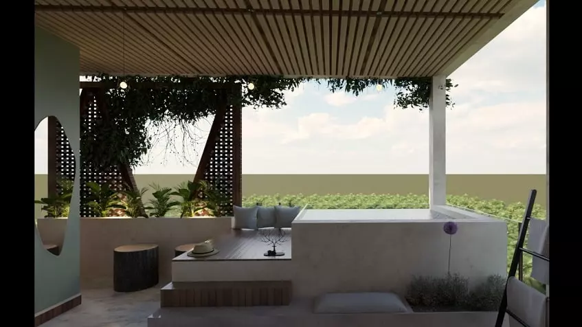 Un area de Jacuzzi en Monarca 28 Beach Town