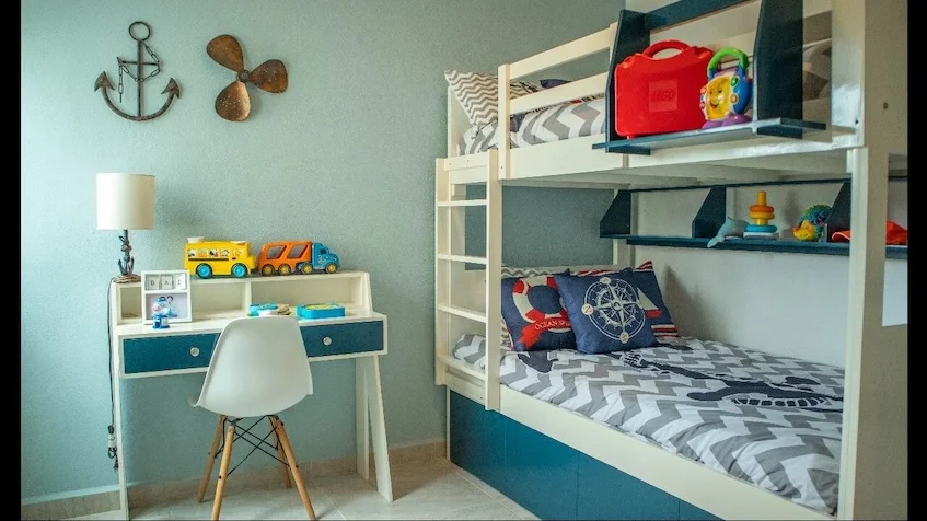 Interior con recámara litera en Zendala Residencial Playa del Carmen