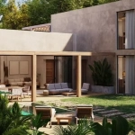A house facade with a garden area and a private pool in Nahal Xpu Ha