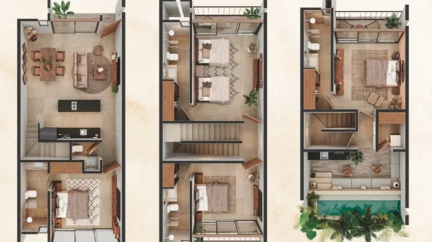 Un plano arquitectonico de un modelo de una casa en Padma