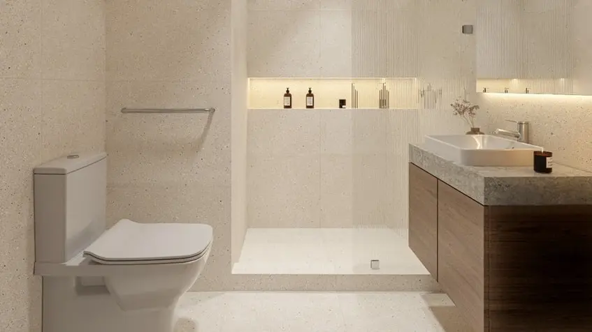 Un baño con un excusado, un lavamanos y una ducha en Coko Tulum