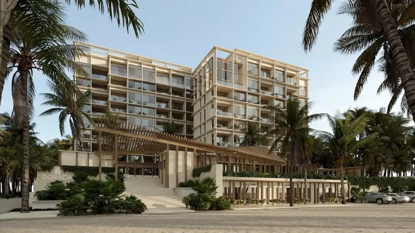 Fachada exterior de un edificio de departamentos en Dorada