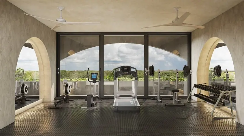 A gym with jungle view at Ardeh Tulum
