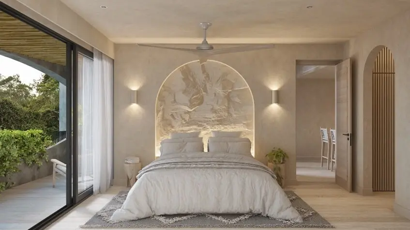 One bedroom with a terrace and a garden view in Ardeh Tulum