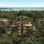 Vue aérienne du village de Kalan Bacalar
