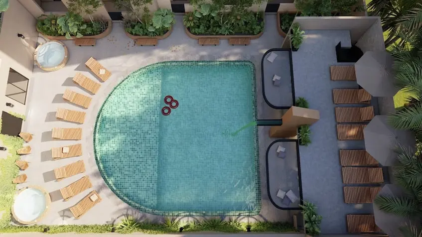 Aerial view of a swimming pool at Gobernador 28 Playa del Carmen
