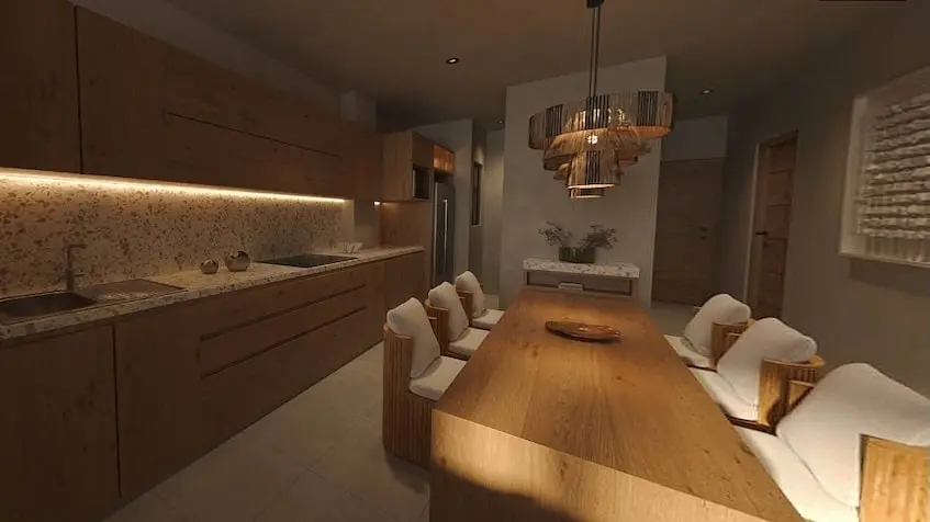 Kitchen with dining room in Gobernador 28 Playa del Carmen